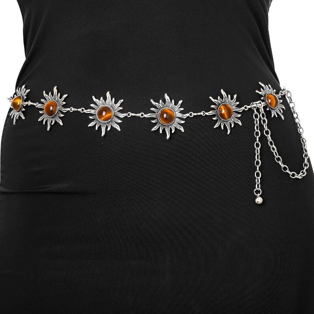 Sun Belt Body Chain Adjustable Belly Bracelet for Women Festival Beach Wear
